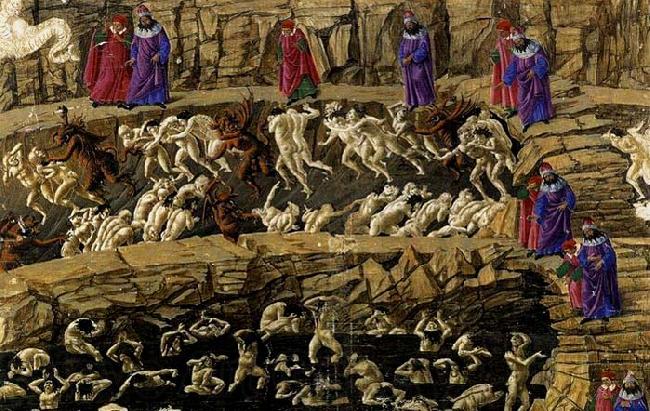 BOTTICELLI, Sandro Inferno, Canto XVIII Spain oil painting art